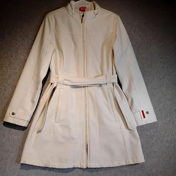 Marika Jackets & Blazers - Marika Women's White Long Sleeve Zippered Belted Trench Coat NWOT Size  Large
